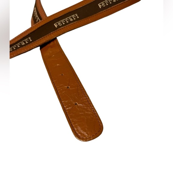 Vintage Ferrari Logo Brown Leather Belt Sz M - Picture 5 of 8